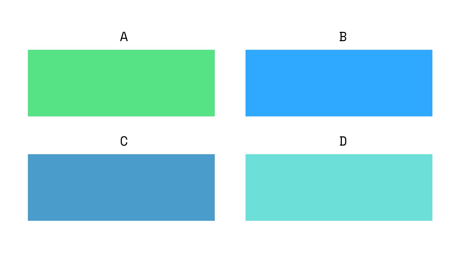 Image showing 4 different colors, labeled A, B, C, D