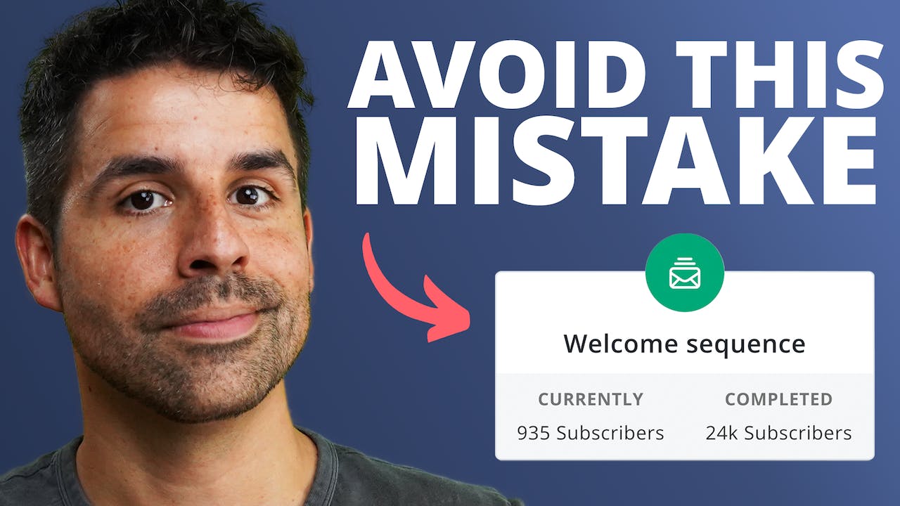 A photo of Thom from ConvertKit next to a text overlay that reads 'Avoid This Mistake'