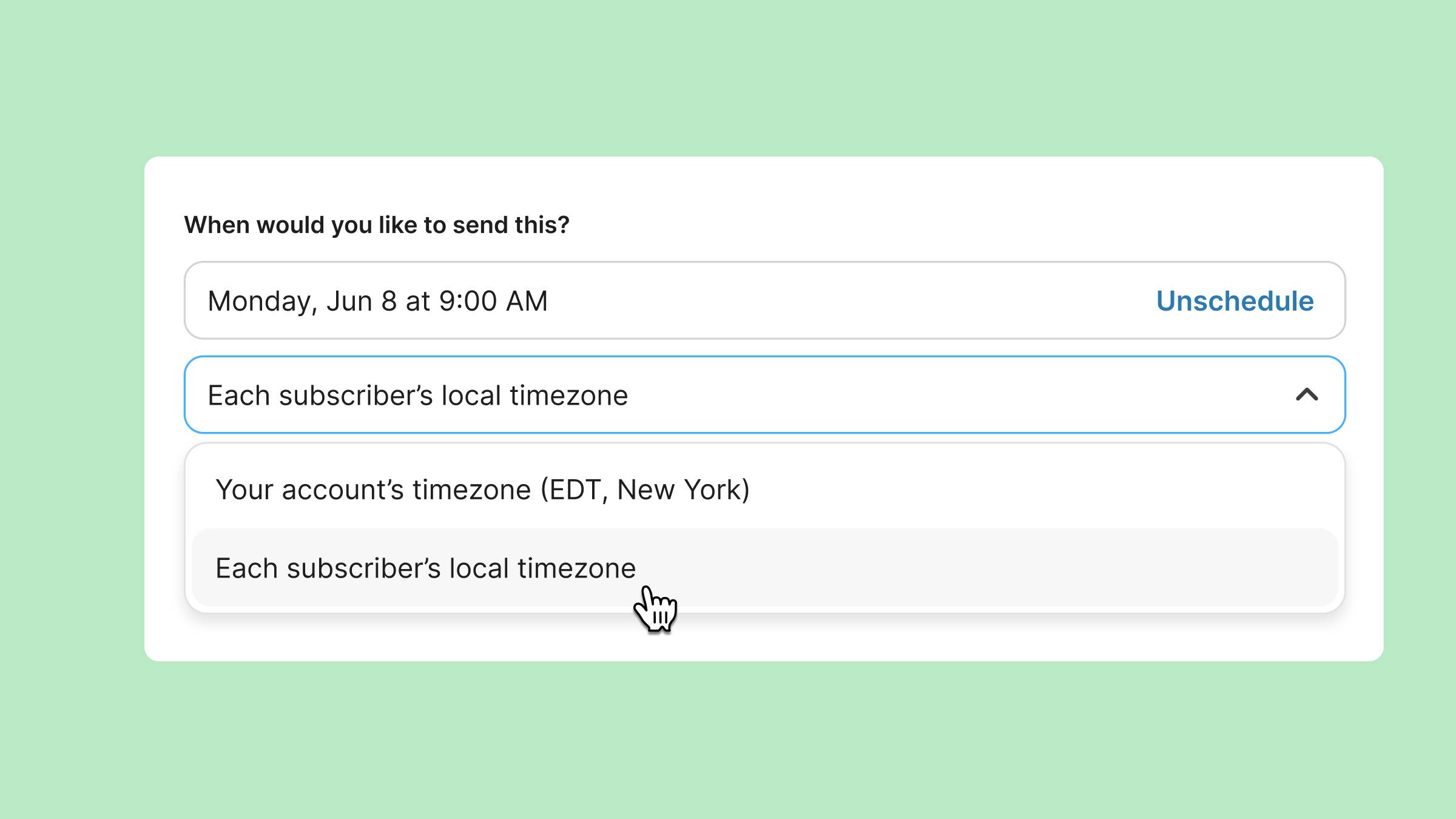 Sending at subscribers timezone