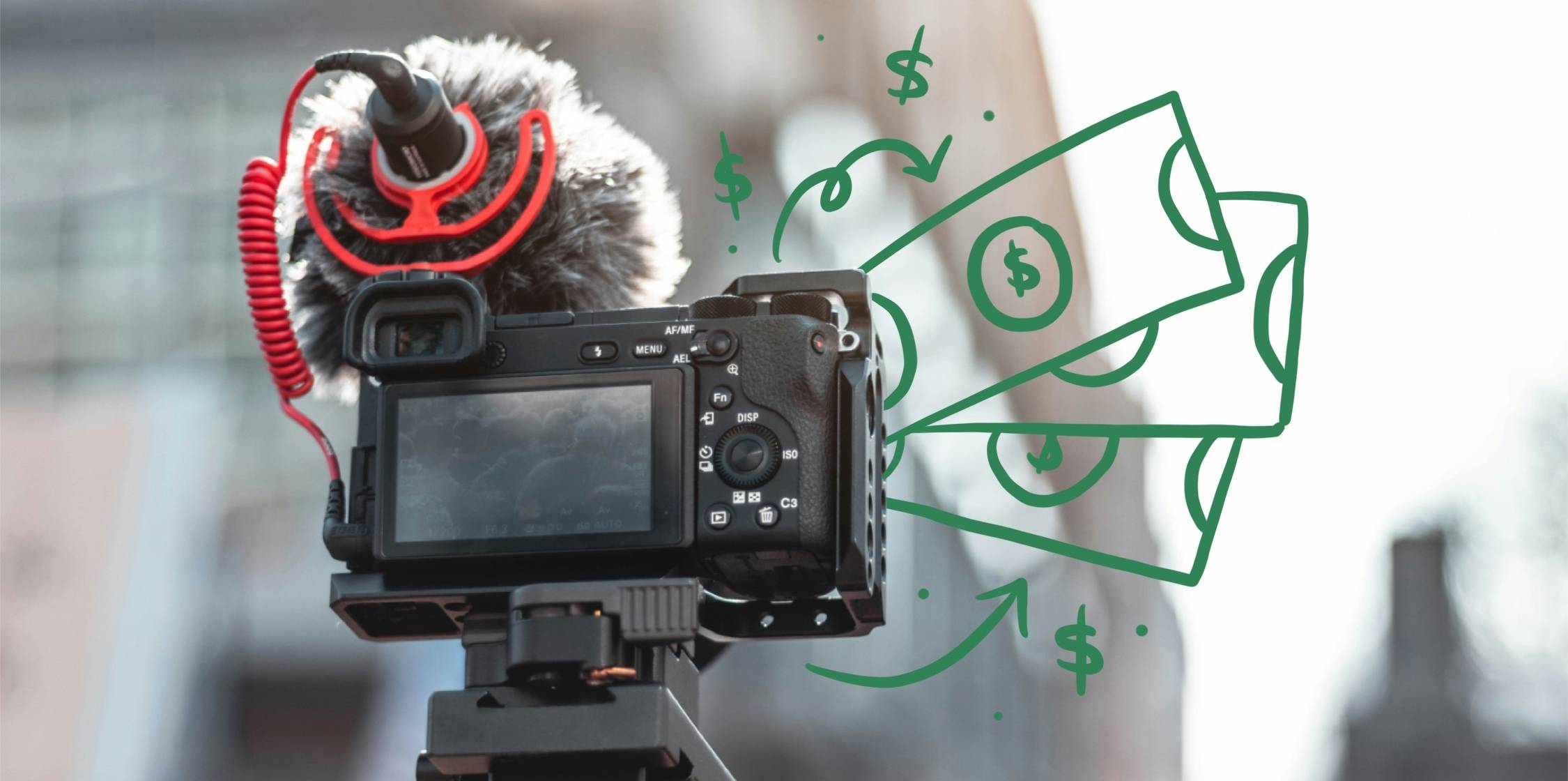 Video camera with dollar illustration