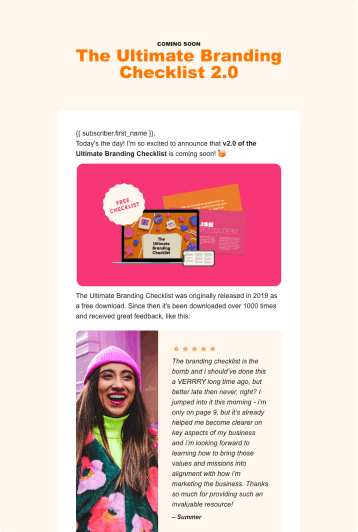 Preview of Hollie's newsletter template in the Marketplace