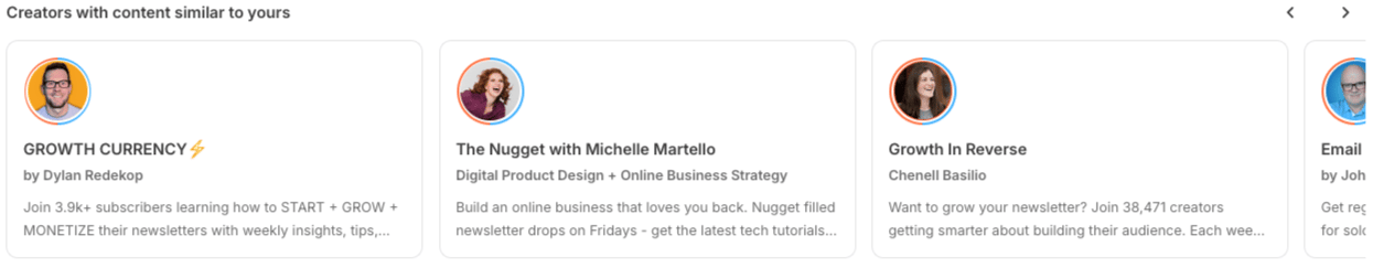 Creators with content similar to yours section