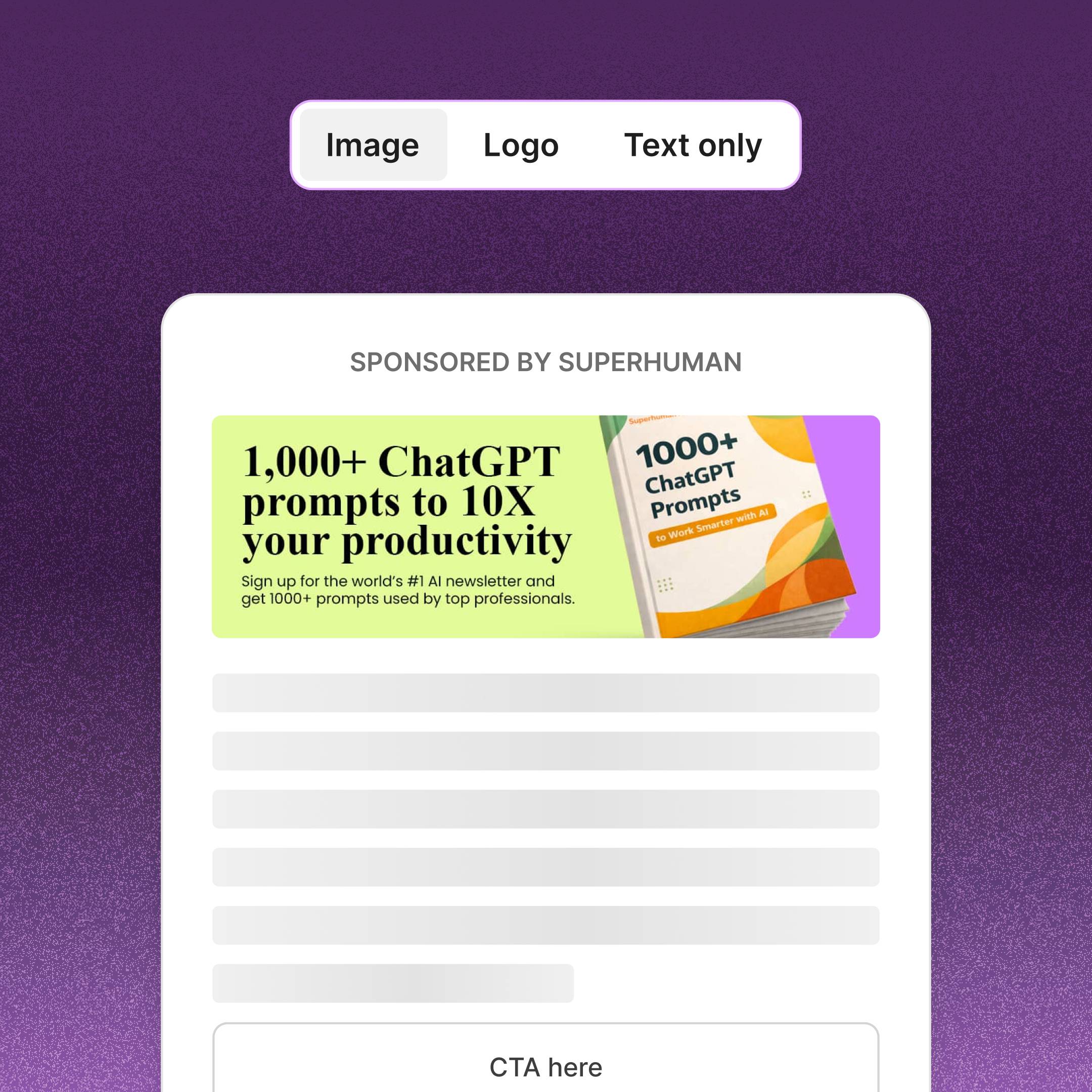 Options view for sponsorship formats