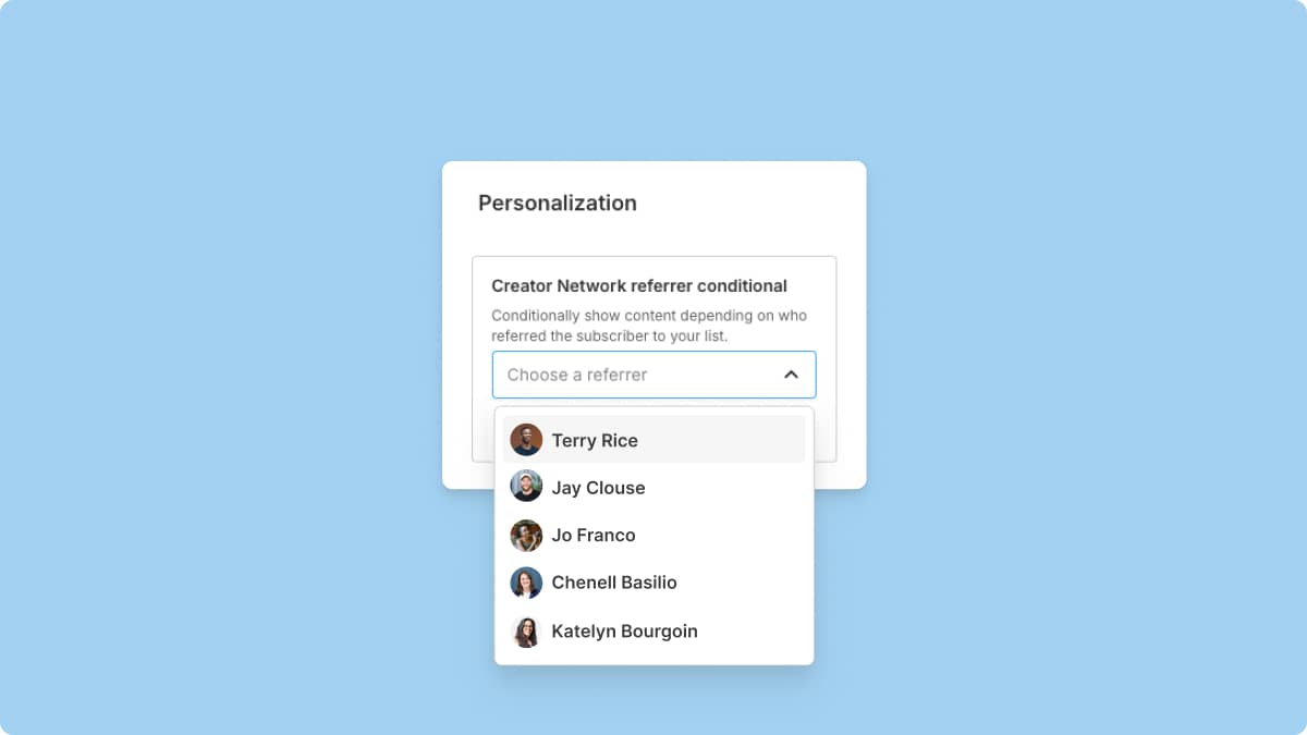 Personalization element of Creator Network referral data