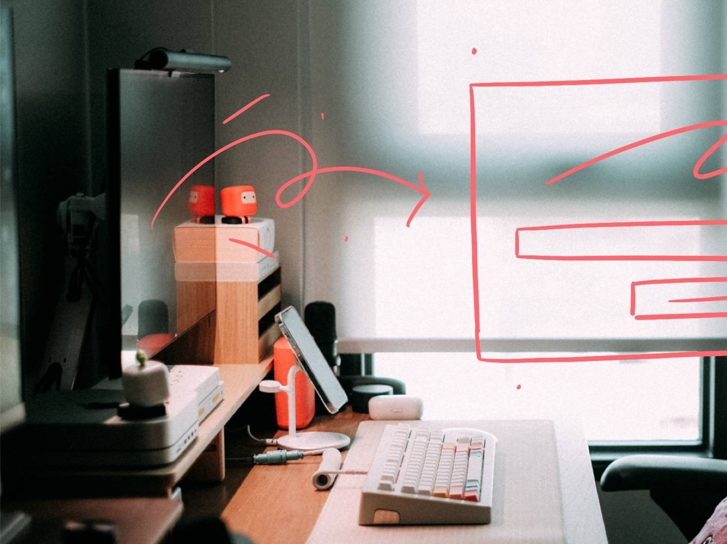 Photo of desk with monitor