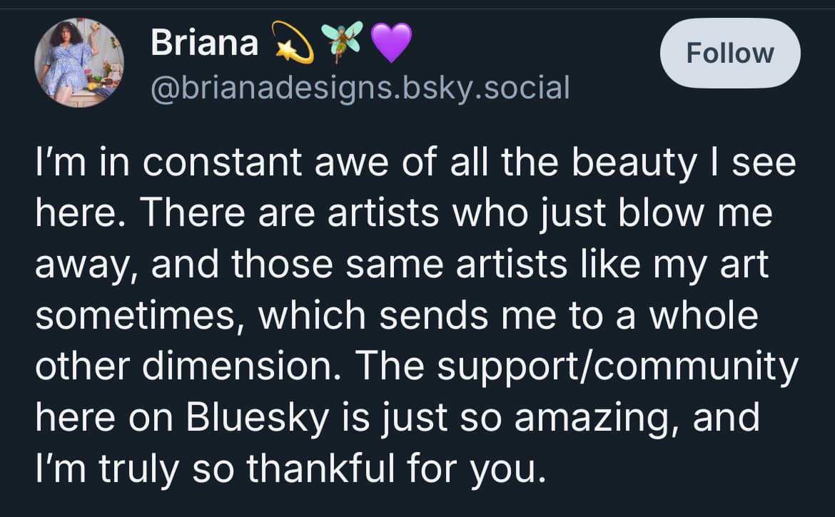 Bluesky post from artist Briana