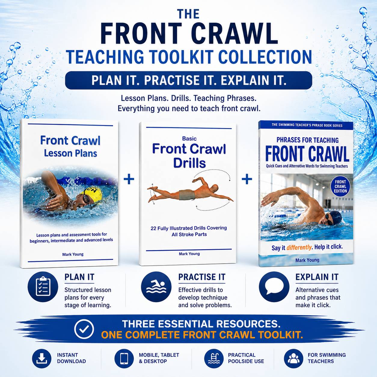 front crawl teaching toolkit with plans, drills and phrases