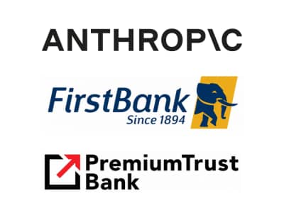 3 Logos of Anthropic, FirstBank Nigeria and PremiumTrust Bank