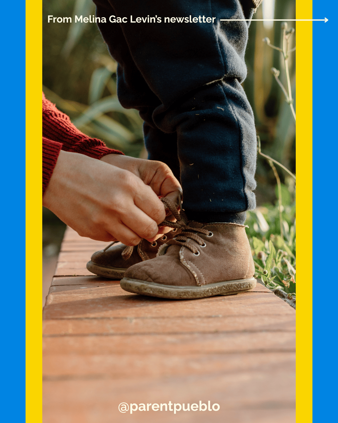 A parent tying a child's shoes
