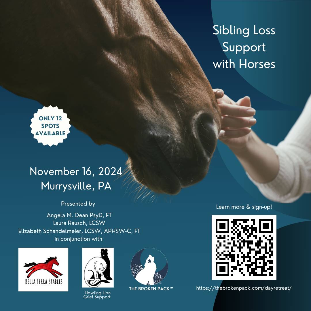 a flyer showing a horse and the details to the info on the  day retreat. these can be found at https://thebrokenpack.com/dayretreat/