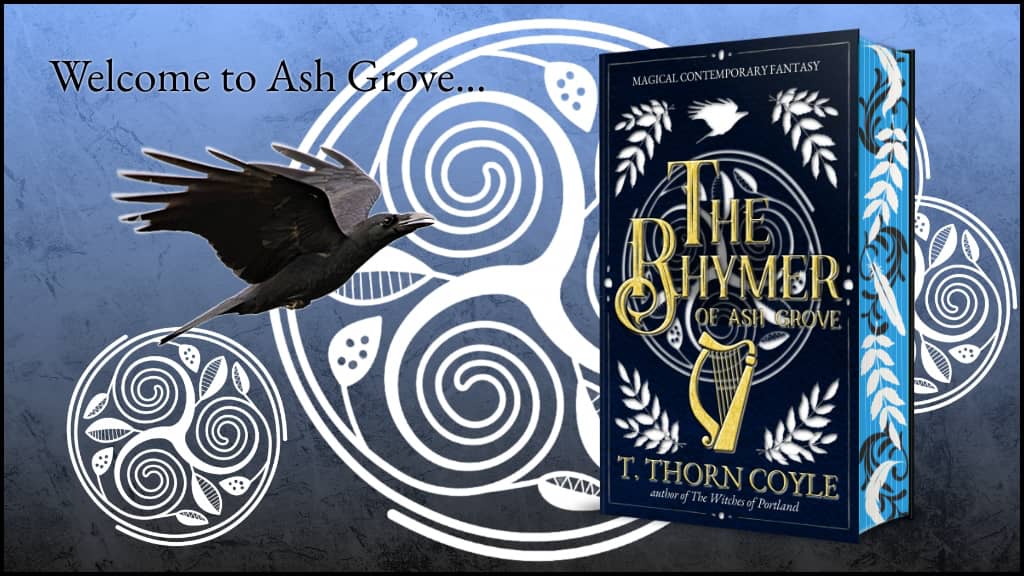 welcome to Ash Grove... crow in flight, fancy omnibus The Rhymer of Ash Grove