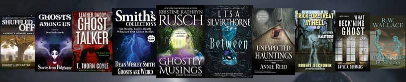 a row of ten ghostly books!