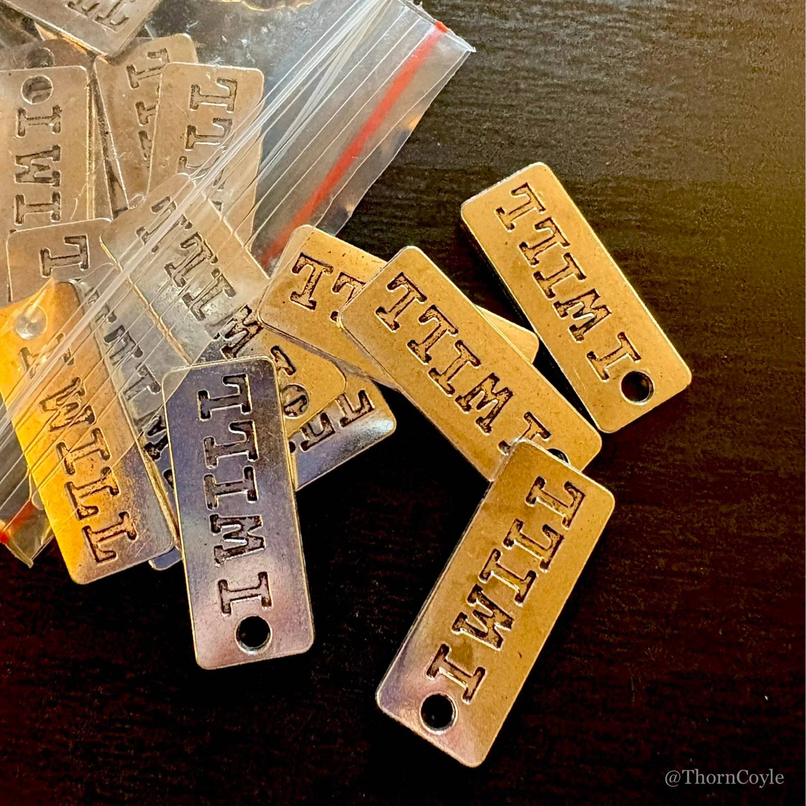 Charms that read "I will" spill out from a small bag