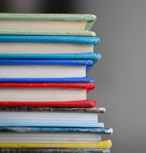 A stack of colorful books