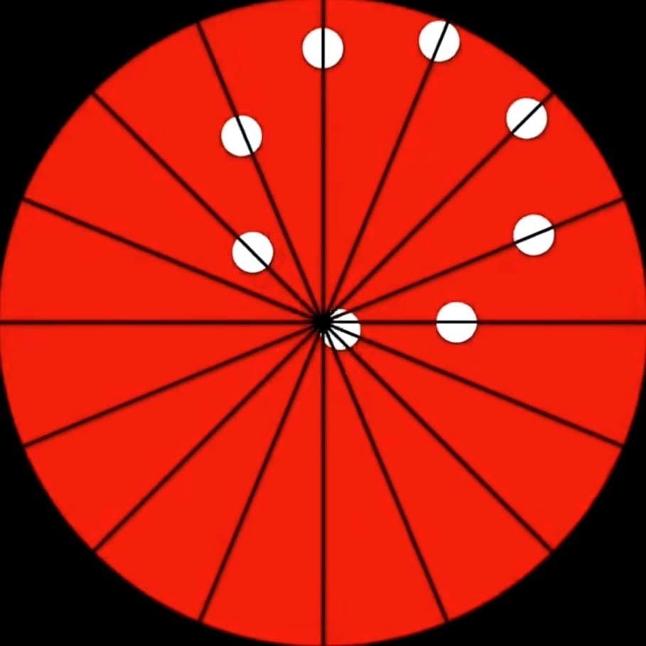 An optical illusion with eight balls