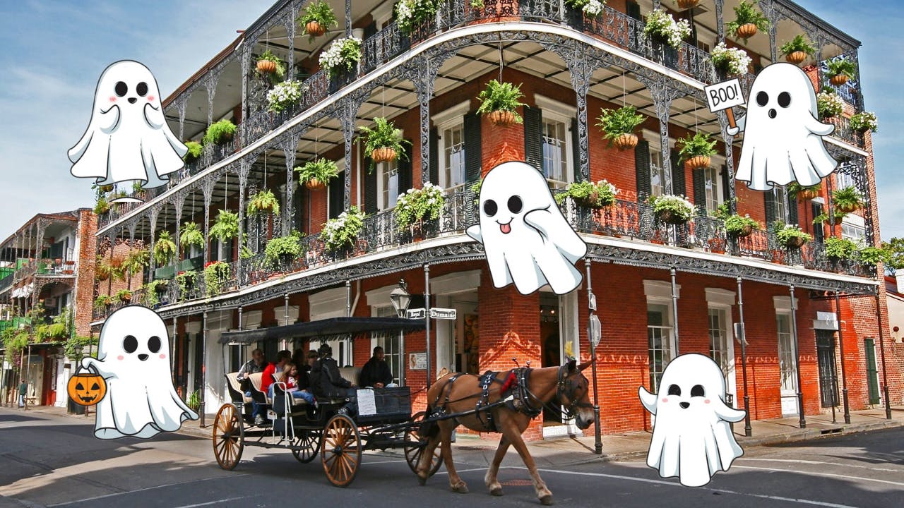 Ghosts surrounding a New Orleans building