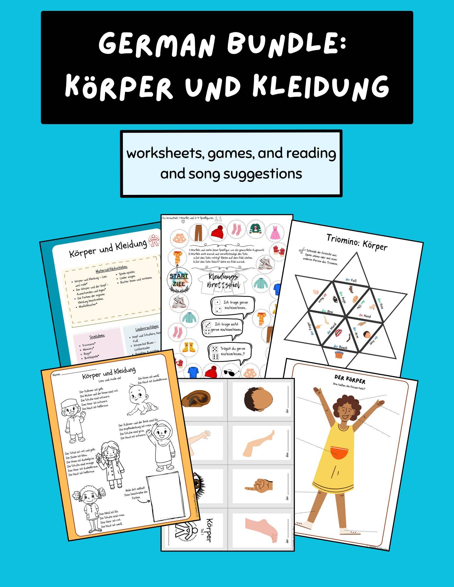 German Bundle: Körper & Kleidung / Body parts & clothes