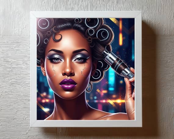 Black Woman Wall Art | Afrofuturist Goddess Printable | Luxury Digital Download | Plum Ascension