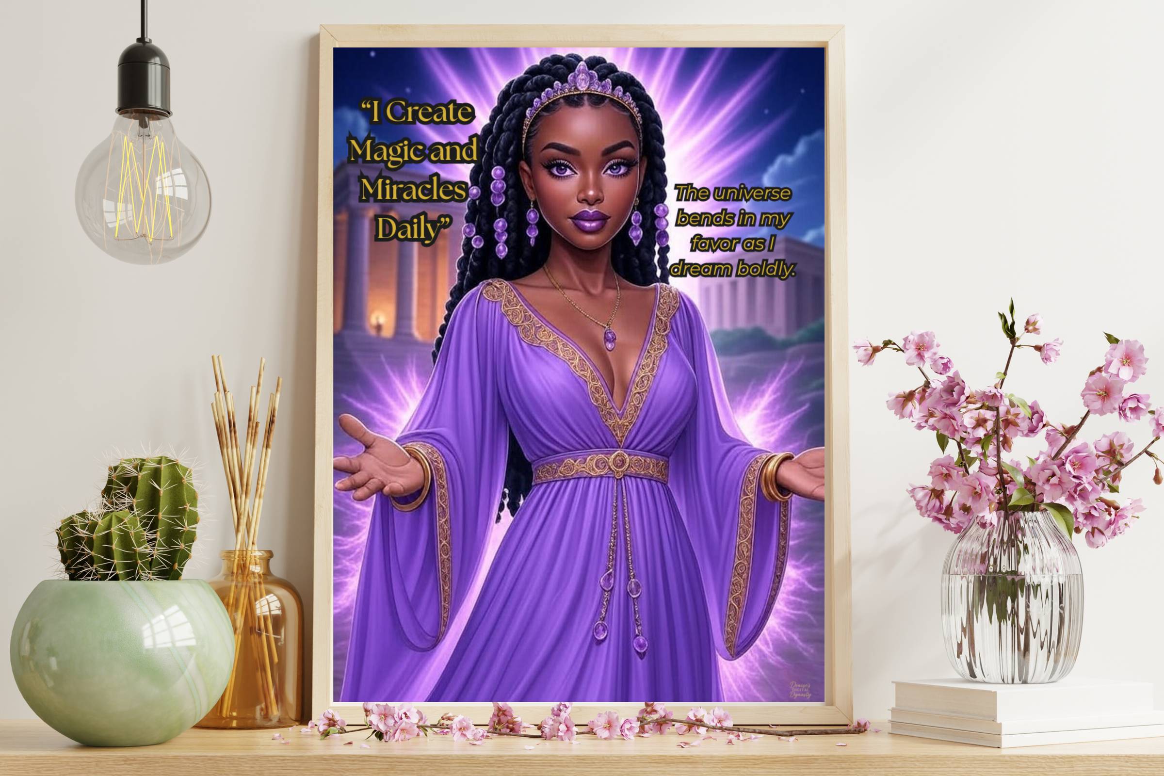 Black Woman Wall Art Printable | Luxurious Afro-Futurist Regal Decor | Empowerment Digital Download | African American Goddess Art