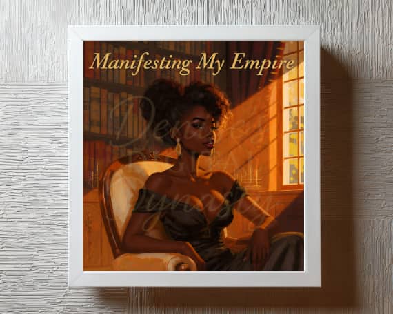 Black woman wall art digital download, cozy library printable, empowerment affirmation art, reading nook decor, living room art for women