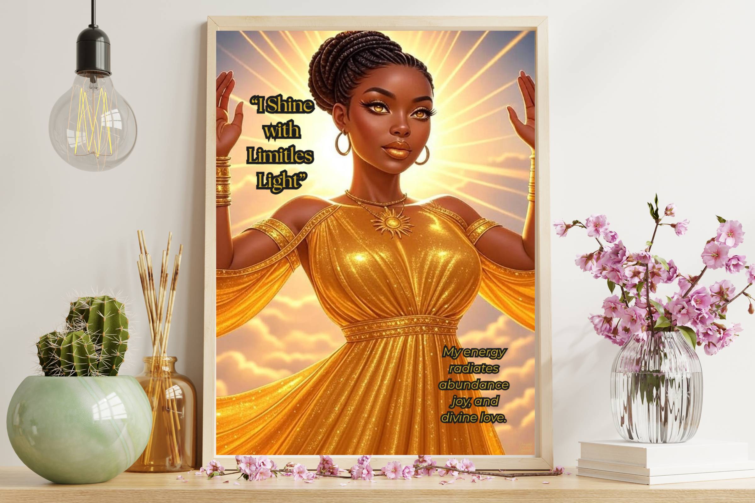  Golden Radiance Goddess Wall Art Printable
