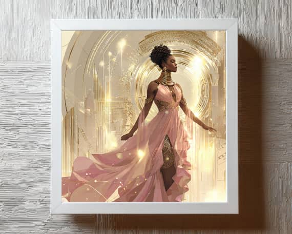 Standing Radiance Luxe Afrofuturist Wall Art Black Woman Digital Download Empowerment Portrait Modern Gallery Decor Inspirational Afro Print