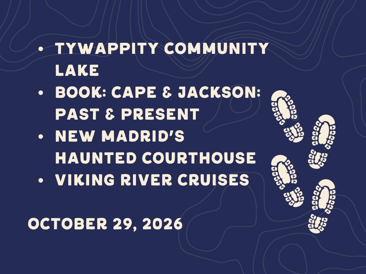 Tywappity Community Lake, new local book, New Madrid's Haunted Courthouse, and Viking River Cruises