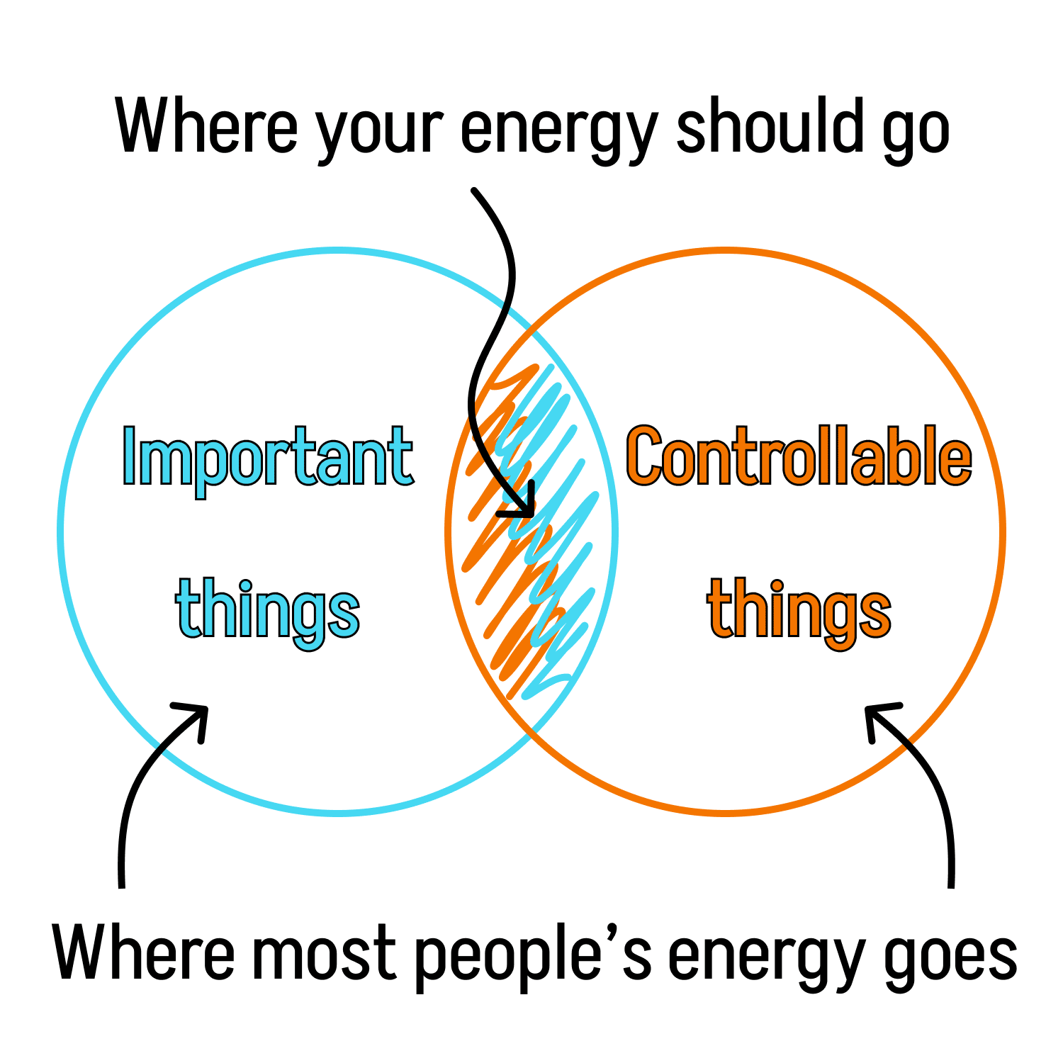 Venn Diagram of Controllable things vs Important things