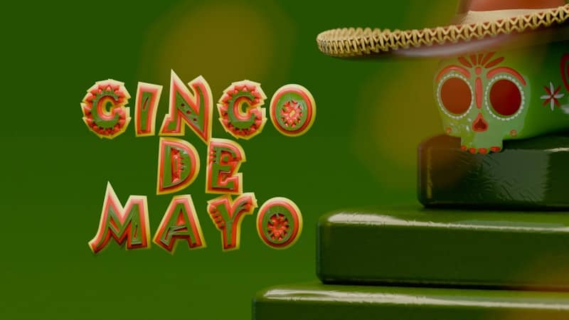 Cinco de mayo celebration with skull and sombrero.