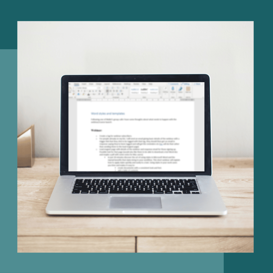 Webinar Word styles laptop