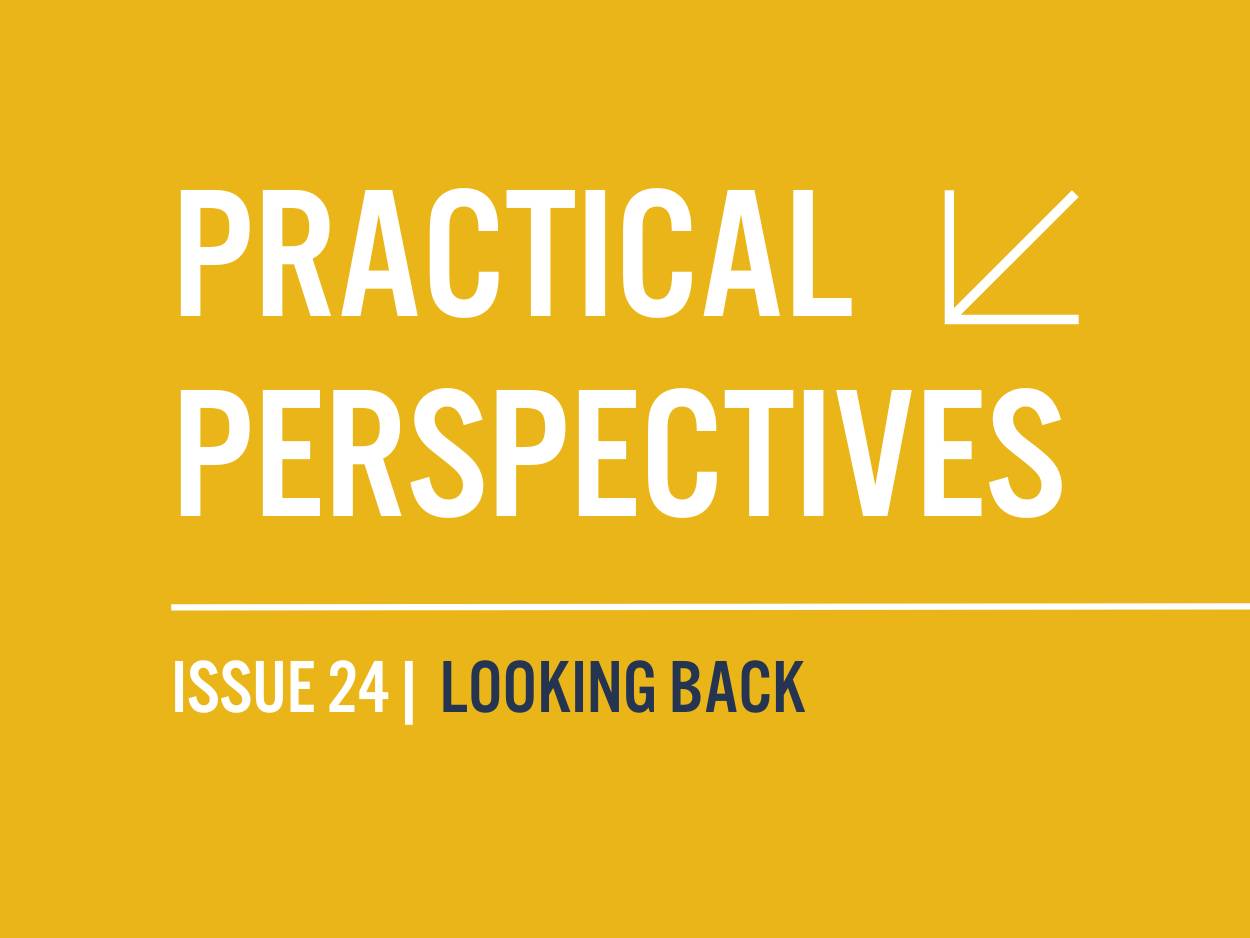 Practical Perspectives | Issue 24 | LOOKING BACK on yellow background