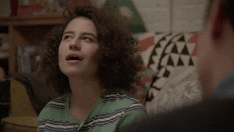 Ilana Glazer of Broad City making a face that conveys, "I get it now"