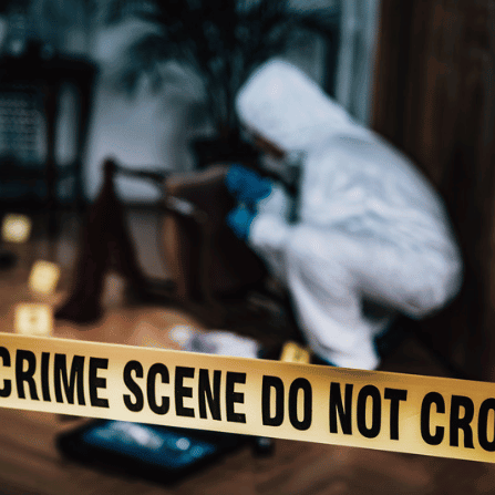 Crime scene examiner working a murder scene