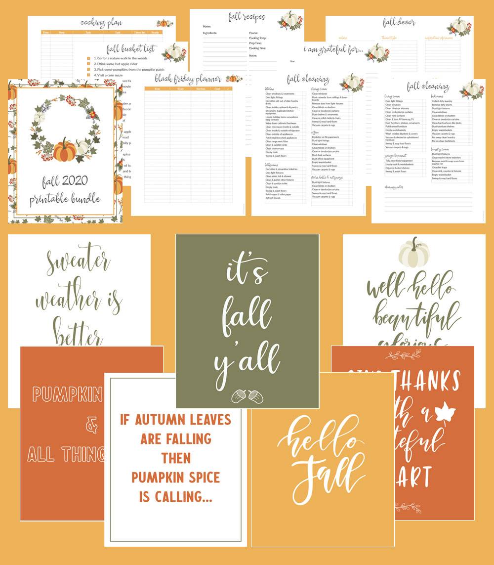 Free fall printables bundle