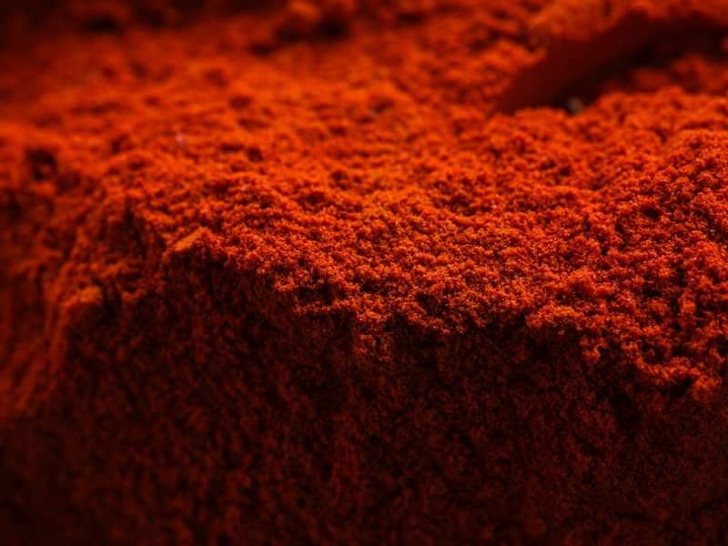 Close up of vibrant red paprika powder