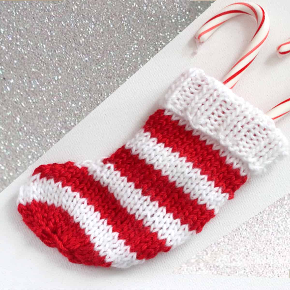 Mini Christmas Knitted Stocking.