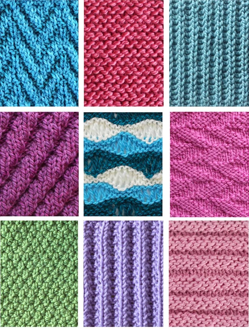 Collection of reversible knit stitch patterns.