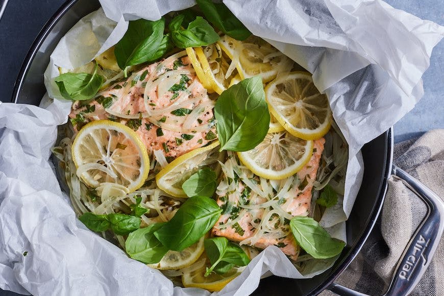 Steamed Salmon with Garlic, Herbs and Lemon from www.whatsgabycooking.com (@whatsgabycookin)