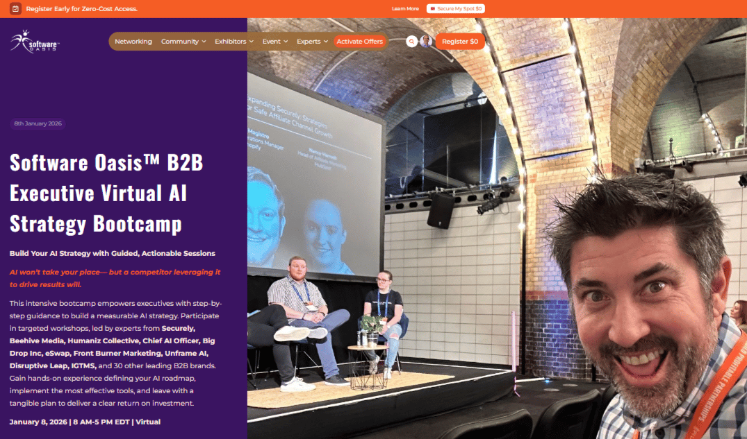 Live B2B AI Bootcamp starts 8AM! Confirm your instant access, join 500+ execs, network live—last chance to enter event and win new connections.