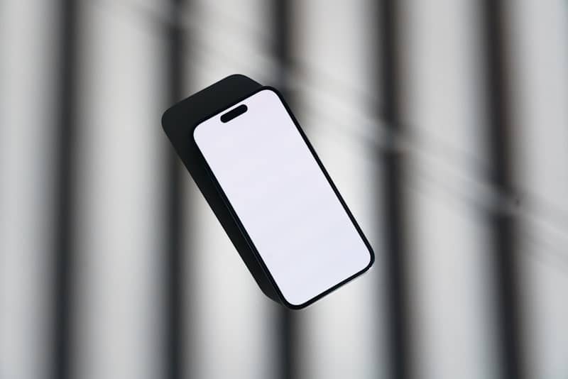 Modern smartphone with blank white screen