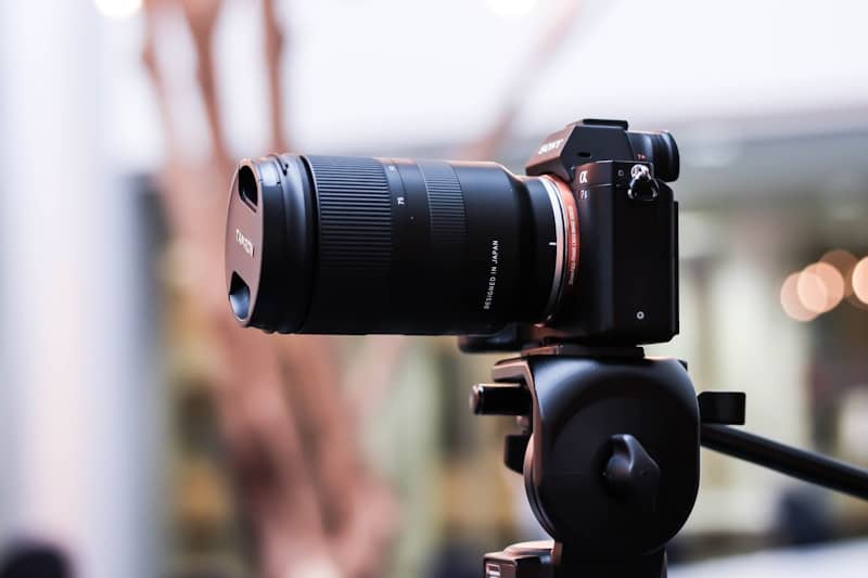 a close up of a camera on a tripod