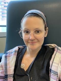 Danielle receiving treatment at the cancer center