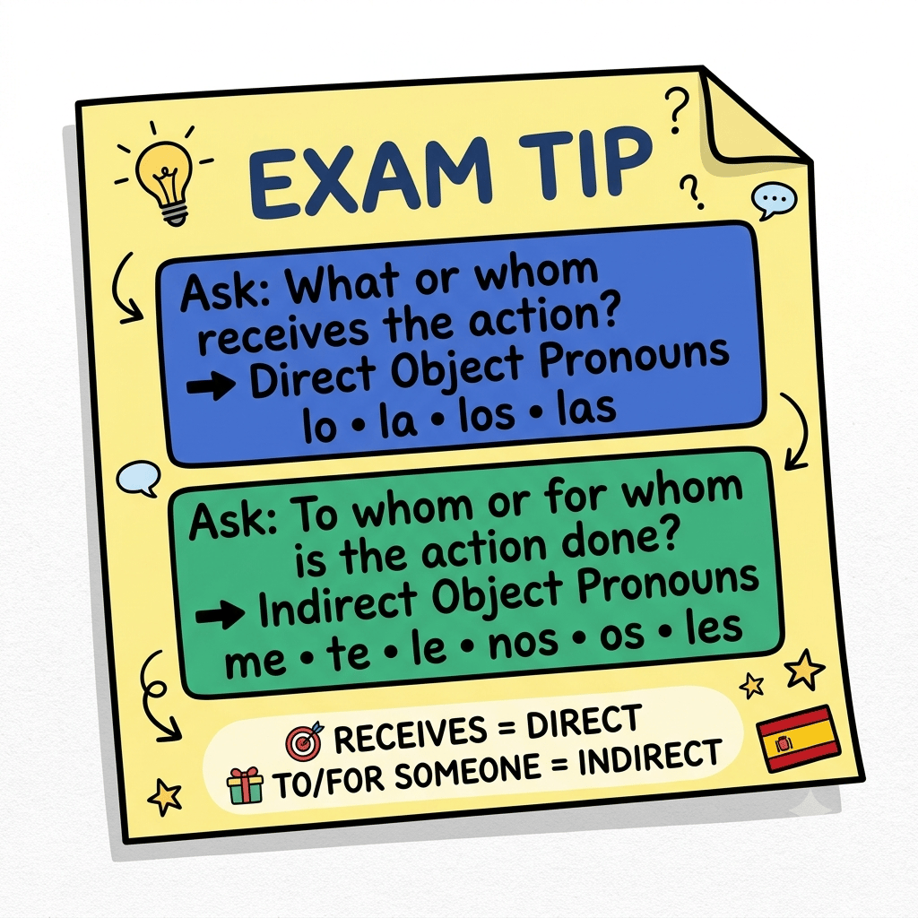 Post-it note about Spanish Object Pronouns
