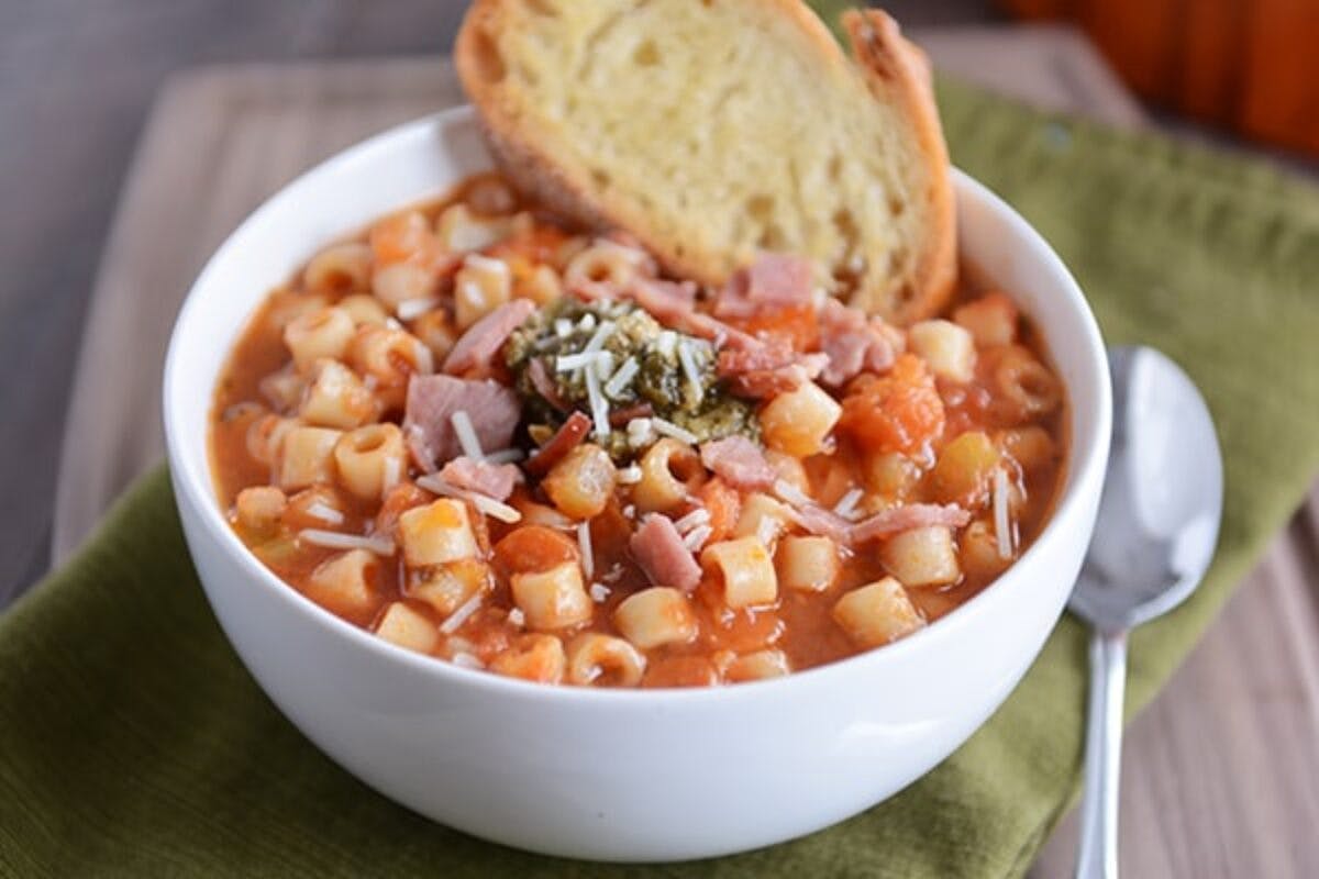 winter minestrone with garlic bruschetta