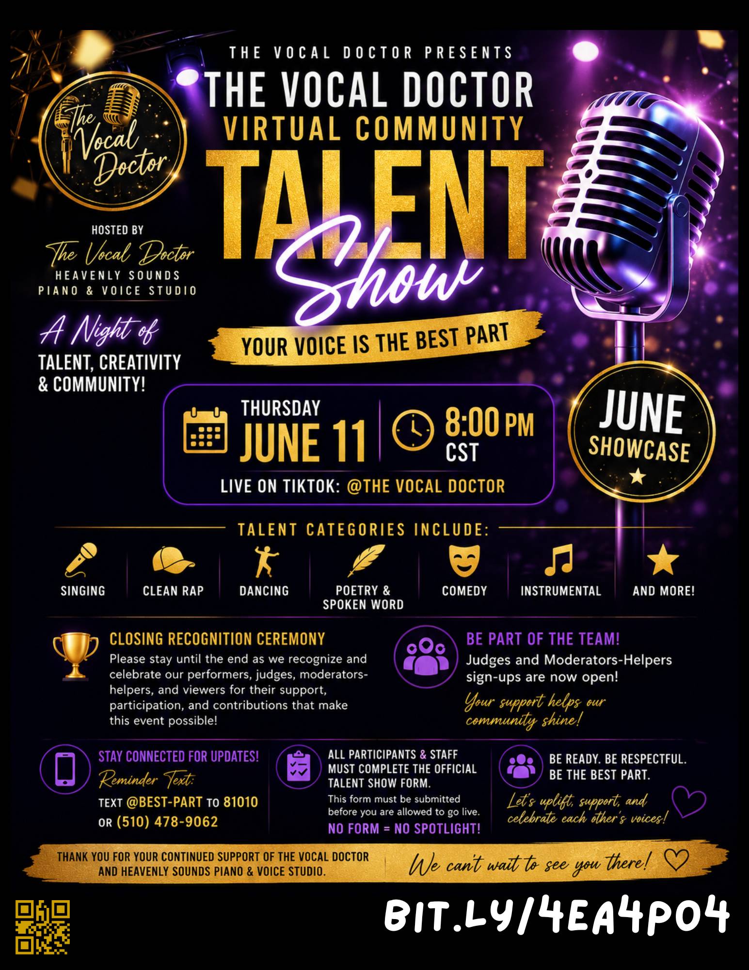 THE VOCAL DOCTOR  VIRTUAL COMMUNITY TALENT SHOW: "Your Voice Is the Best Part"