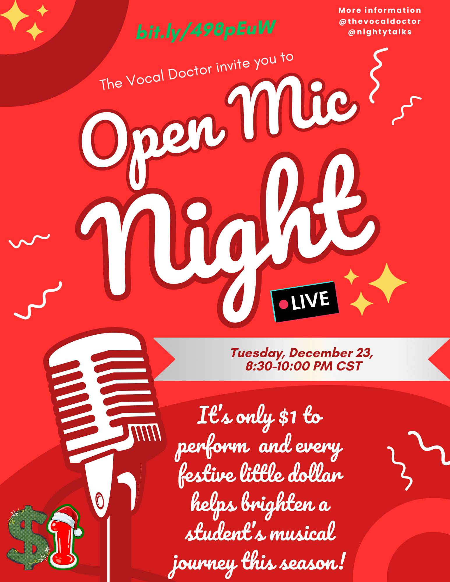 Performers : Open Mic Night : Donation