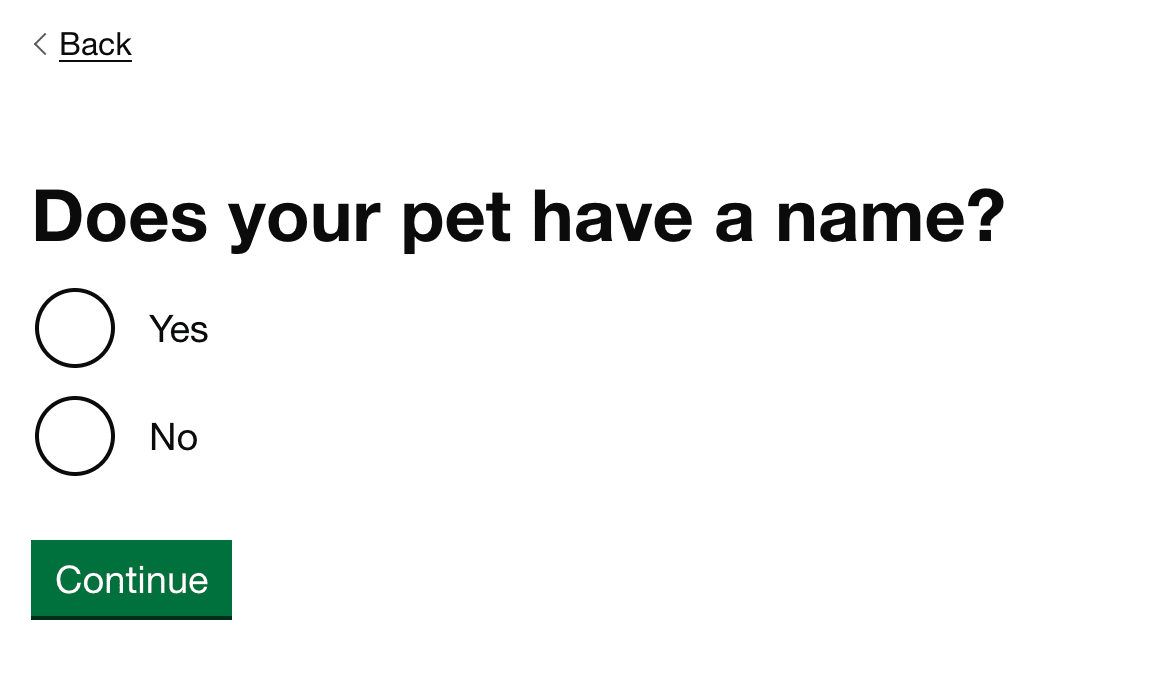 Yes/no radio buttons