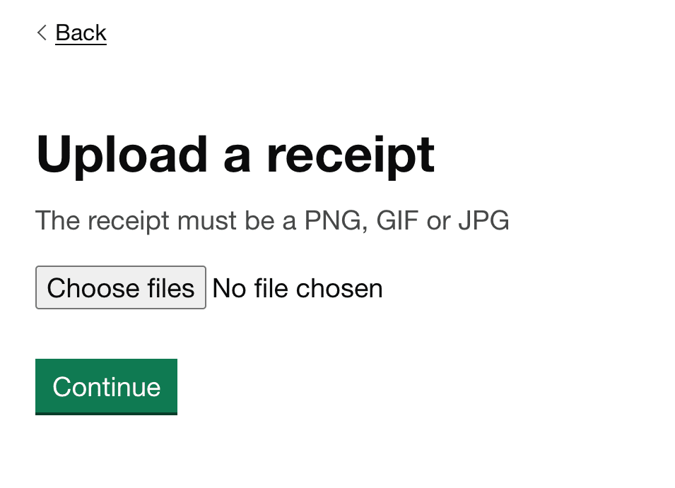 Upload interface with hint text explaining which files are acceptable.