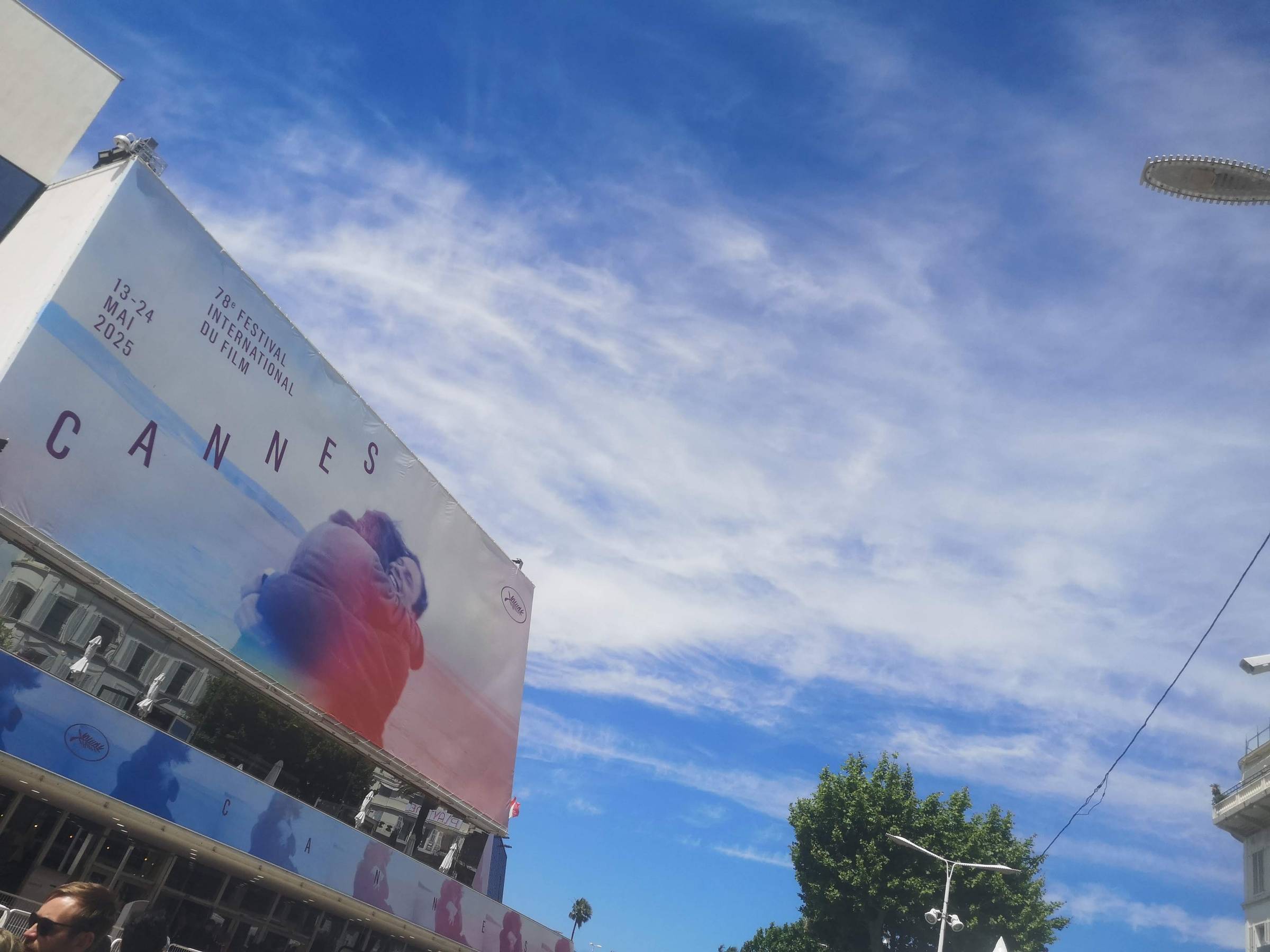 Cannes banner and blue sky