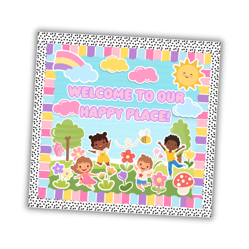 rainbow bulletin board kit for daycare and preschool classrooms